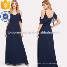 Asymmetrische Schulter Layered Volant Maxi Kleid Herstellung Großhandel Mode Frauen Bekleidung (TA3233D)